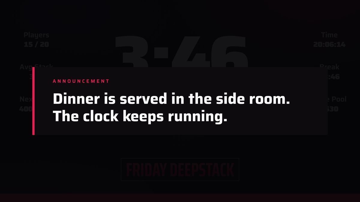 An announcement across a tournament screen